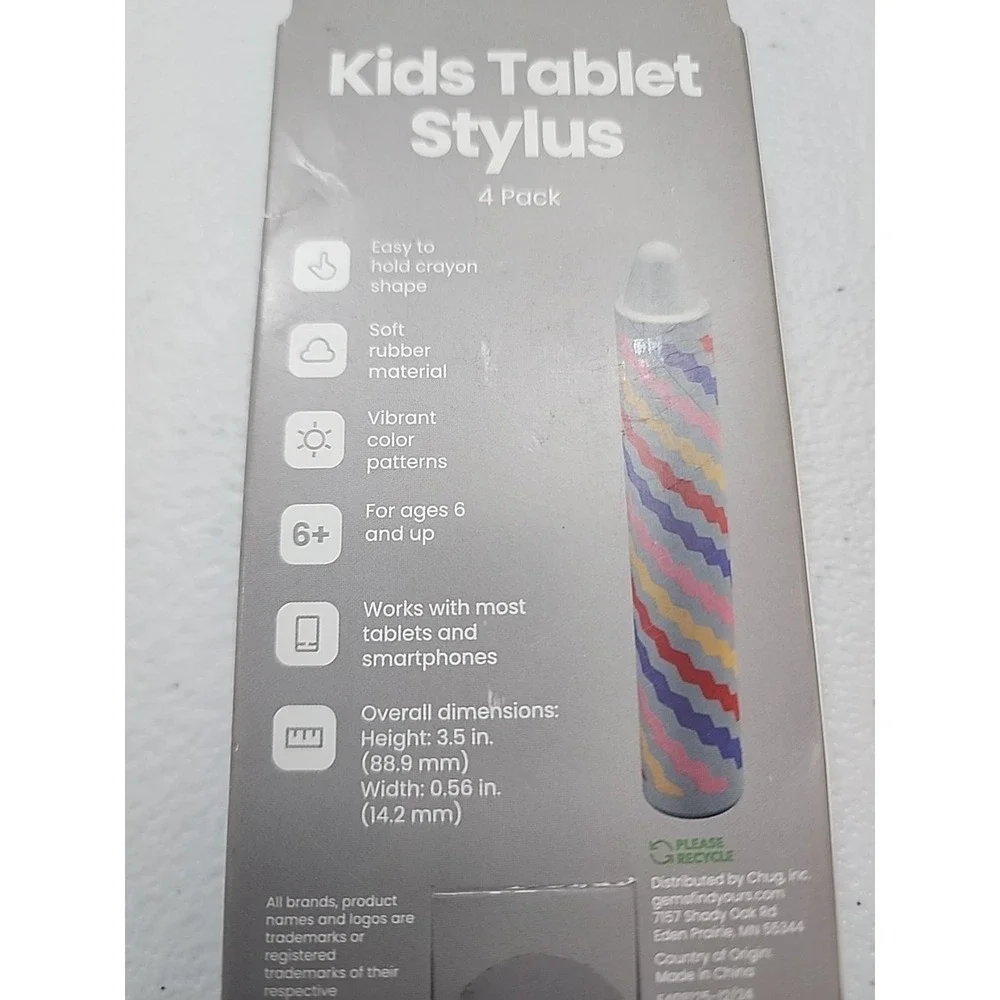 Kids Silicone Stylus 4pk Gray Crayon Design - Silicone Styluses for Tablets